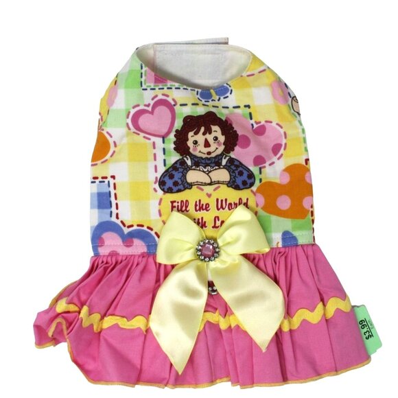 Handmade Raggedy Ann Doll Theme Designer Small Dog Embellished Dress Pink Skirt